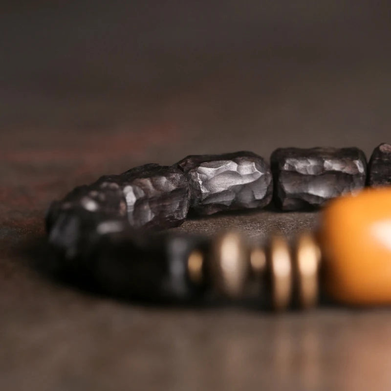 Bodil | Handmade Ebony, Copper & Yellow Jade Bracelet