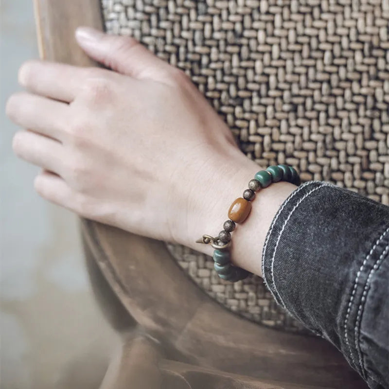 Aina | Handmade Green Bodhi Seeds & Yellow Jade Bracelet