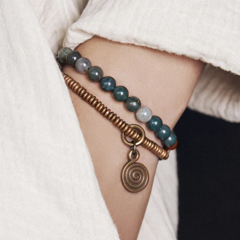 Joron | Green Moss Agate & Copper Bracelet