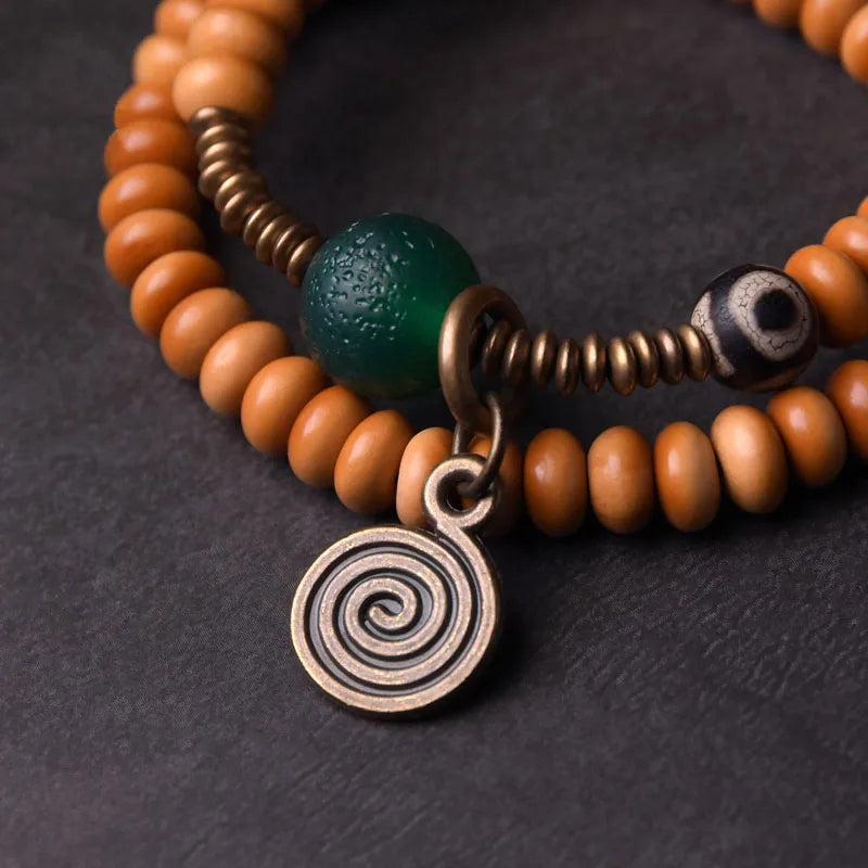 Olve | Handmade Olive Nut, Green Agate & Copper Bracelet