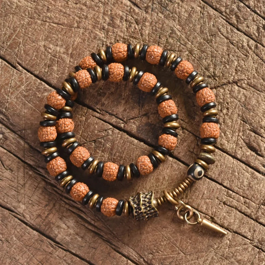Asgard | Rudraksha, Ebony & Copper Handmade Bracelet