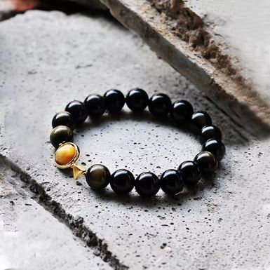 Tora | Tiger Eye & Black Obsidian Bracelet