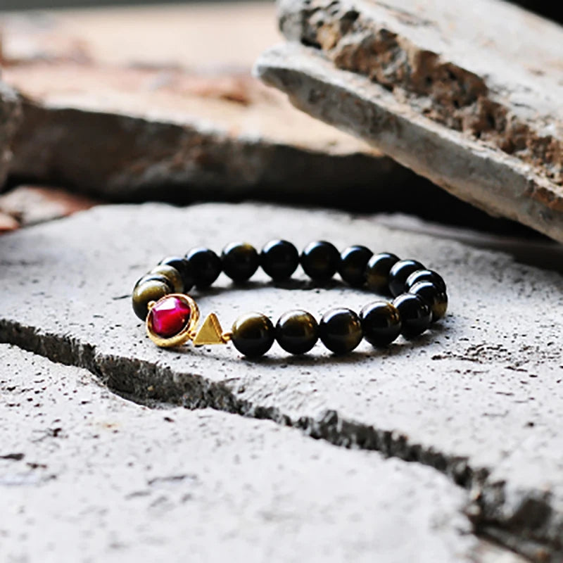 Tora | Tiger Eye & Black Obsidian Bracelet