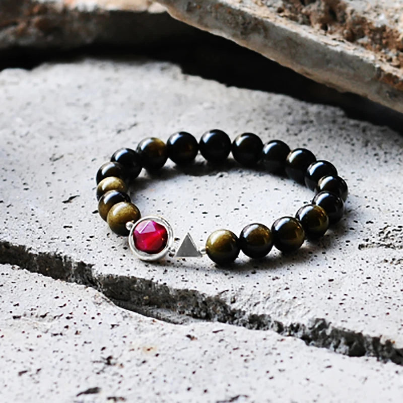 Tora | Tiger Eye & Black Obsidian Bracelet