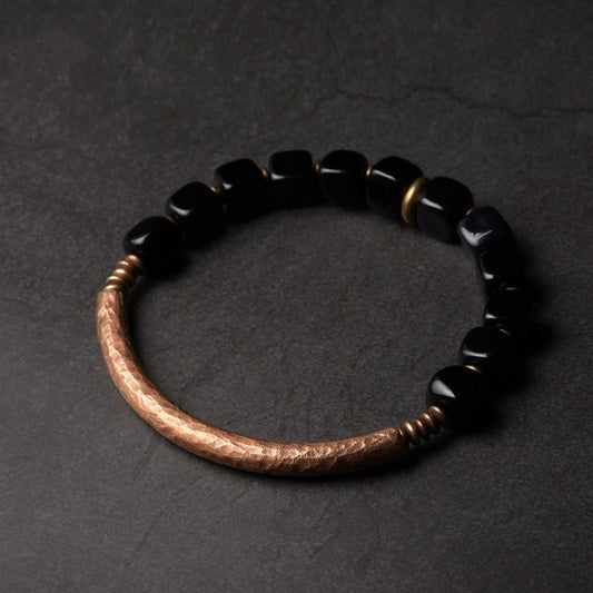 Kajoon Erik Handmade Copper & Black Obsidian Bracelet 01