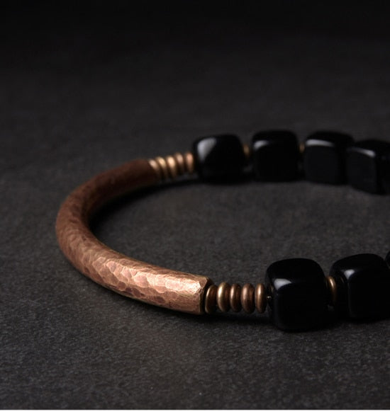 Kajoon Erik Handmade Copper & Black Obsidian Bracelet 06