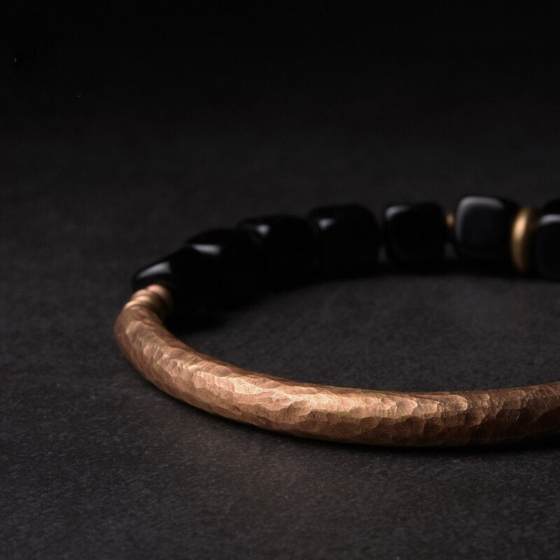 Kajoon Erik Handmade Copper & Black Obsidian Bracelet 05